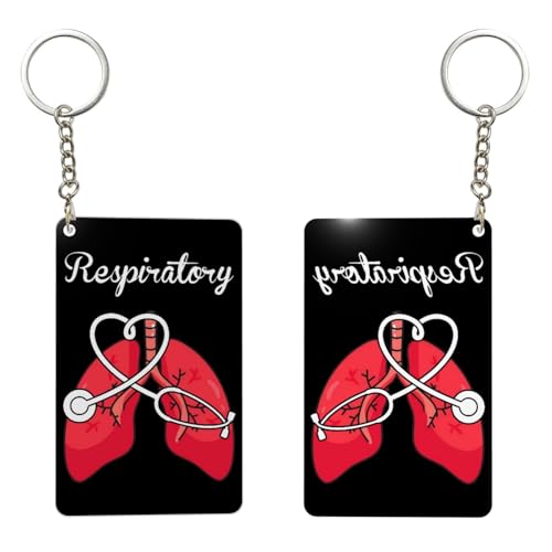 NFDWL Respiratory Therapist Stethoscope Glossy Rectangular Acrylic Keychain Sleek Modern Key Accessory Men Women 2x3in