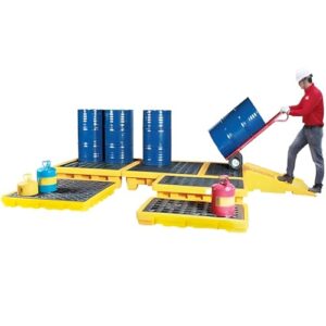 Rygcrud Drum Spill Platform, Industrial Oil Drum Spill Containment Pallet with Drain, Modular Sump Containment Tray Polyethylene Pallet for Garage Basement(140 L/130X68X30 CM)