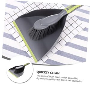 COOLHIYA 1 Set Broom Cleaning Brush Handle Computer Broom Mini Broom Dustpan Car Air Outlet Pet Brush Desktop Broom Mini Dustpan and Broom Duster Keyboard Pet Dustpan Green