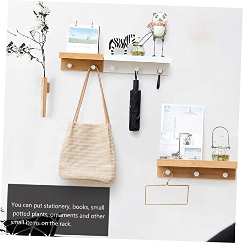 ORFOFE 1set Hook Shelf Shelf Wall Hanging Baskets for Storage Door Storage Basket Plant Wall Hanger Creative Floating Holder Tray Decor Wall Mounted Clothing Rack Plant Hooks Khaki