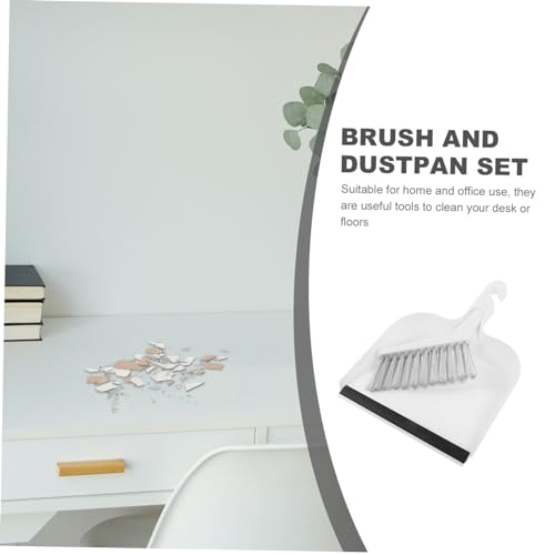 COOLHIYA 1 Set Mini Table Broom Whisk Broom Small Detail Brush Keyboard Dust Brush Broom and Dustpan Cleaning Broom Dustpan Keyboard Dust Remover Multi-Function Whisk Broom Plastic White