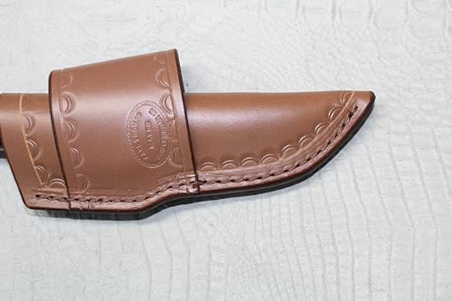 CARL THOMAS LEATHERS Crossdraw knife sheath. quality leather quality stitching. fix blade Nylon stitching. may defeat a 103. Knife holder.