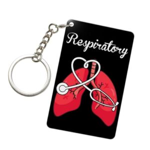 nfdwl respiratory therapist stethoscope glossy rectangular acrylic keychain sleek modern key accessory men women 2x3in