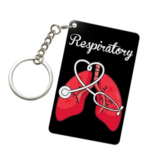 NFDWL Respiratory Therapist Stethoscope Glossy Rectangular Acrylic Keychain Sleek Modern Key Accessory Men Women 2x3in