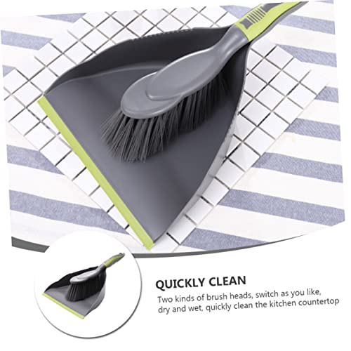 COLLBATH 1 Set Broom Cleaning Brush Kid Broom Computer Keyboard Shovel Dustpan with Handle Car Tabletop Dustpan Table Cleaning Brush Table Crumb Brush Crumb Cleaner Desktop Whisk Pp Green