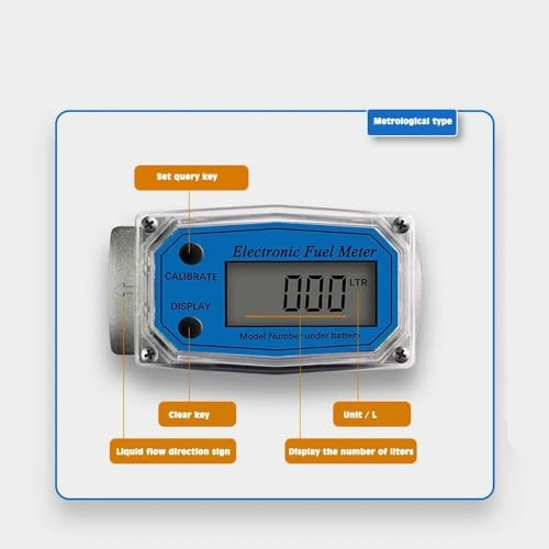 1 pcs Digital Flow Meter Flowmeter Gauge PCB Electronic Flow Indicator Sensor Counter for Petrol Fuel Kerosene Methanol Water(1.5 inch)