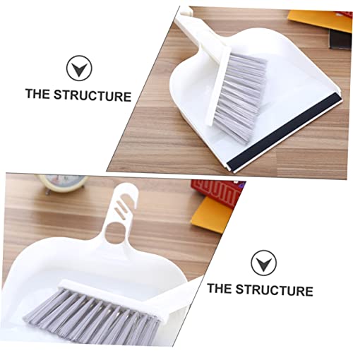 2 Sets Cleaning Brush Home Cleaning Accessory Kitchen Mini Pan Table Cleaning Tool Mini Hand Broom Shovel Brush Combination Mini Dustpan Household Cleaning Supplies Plastic White Healeved