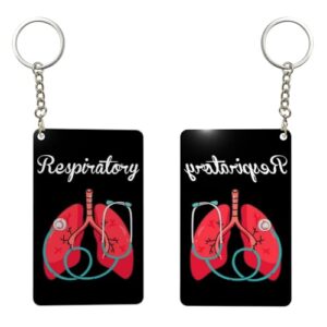 NFDWL Respiratory Therapist Stethoscope Glossy Rectangular Acrylic Keychain Sleek Modern Key Accessory Men Women 2x3in