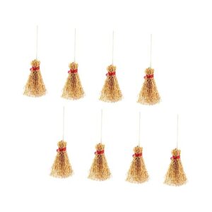 JOINPAYA 8 Pcs Mini Wooden Broom Ornament Tabletop Decor Miniture Decoration Mini Wizard Broom Witch Broom Mini Accessories Craft Brooms Mini Miniature Broom Decor Mini Decor Red