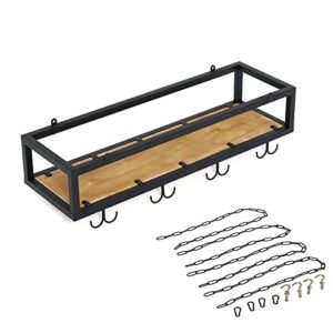 BUYFKG Industrial Ceiling Wine Rack, Iron Solid Wood Ceiling Wine Holder, with 1m Long Iron Chain Industrial Retro Shelves, Restaurants/Bar/Kitchen Storage Shelf (Size : 80cm)