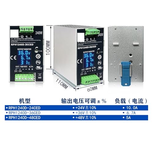 240W 36V 24V 48V Digital Display Rail Industrial Switch Power Supply DC Stabilized Power Supply(RPH1240D-48CED)