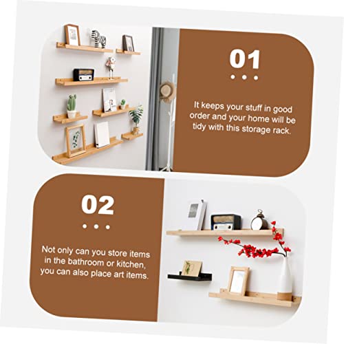 HOMOCONO Wooden Shelf Wall Mounted Shelf Wall Mount Shelves Multi-Function Floating Shelf Decorative Shelves Wall Hanging Shelf Farmhouse Floating Shelf Ledge Display Shelf Wall Stand Khaki