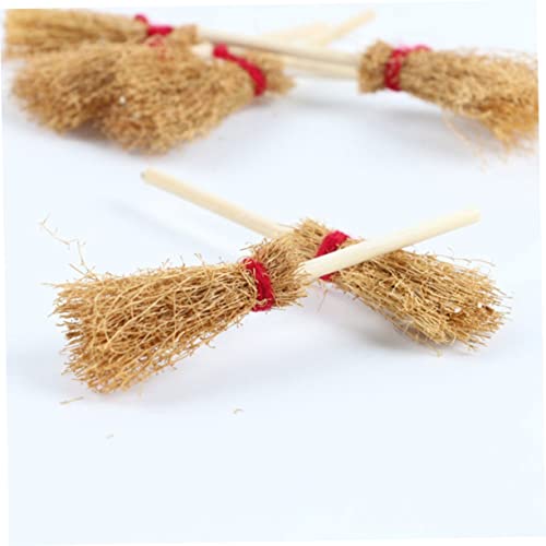 JOINPAYA 8 Pcs Mini Wooden Broom Ornament Tabletop Decor Miniture Decoration Mini Wizard Broom Witch Broom Mini Accessories Craft Brooms Mini Miniature Broom Decor Mini Decor Red