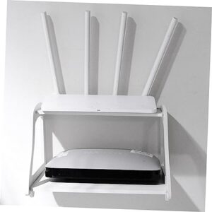 ABOOFAN 1pc Router Storage Rack Router Holder Router Wall Holder Set-top-box Rack Mini Router Wall-mounted Rack Double-layer Storage Holder Router Storage Mount Shelf Plastic White