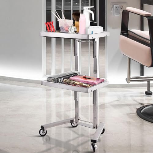 Folding Tray Trolley | Stainless Steel Rolling Cart - Modern Simple Pallet Design Utility Cart on Wheels for Living Room, Bathroom, Kitchen, Bedroom