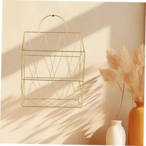 HOLIDYOYO Hanging Shelf Magazine Racks Desk Storage Shelf Wall File Organizer Hanging Magazine Mounted Mail Holder Storage Document Organizer Modern Magazine Rack Yellow