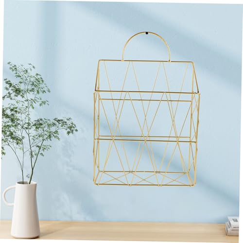 HOLIDYOYO Hanging Shelf Magazine Racks Desk Storage Shelf Wall File Organizer Hanging Magazine Mounted Mail Holder Storage Document Organizer Modern Magazine Rack Yellow