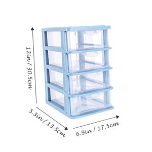 OHPHCALL 1pc Box Shelf Storage Box Makeup Drawer Organizer Kitchen Office Storage Cabinet Organizer Drawer Storage Clear Shelves Units De Clothes Dresser Makeup Storage Case Plastic Pp Blue