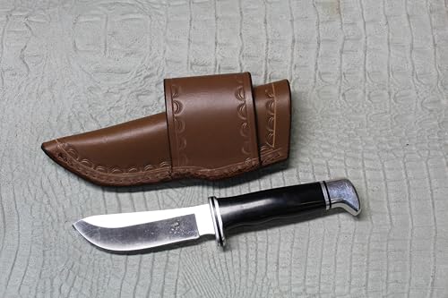 CARL THOMAS LEATHERS Crossdraw knife sheath. quality leather quality stitching. fix blade Nylon stitching. may defeat a 103. Knife holder.