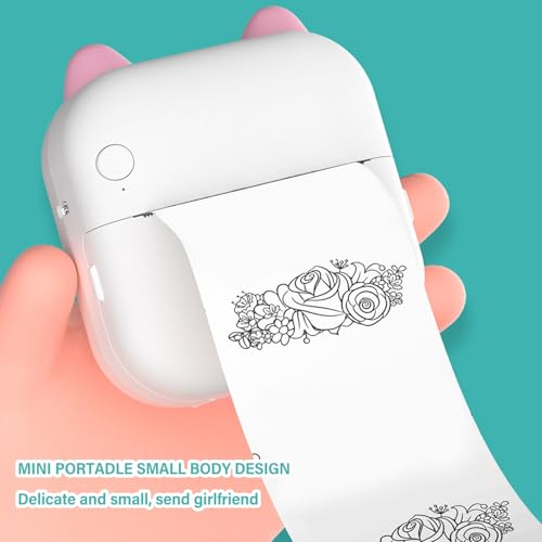 ELINP Bluetooth Mini Pocket Printer, Portable Thermal Printer with Printing Paper for Notes, Journal, Memo, Pictures, Photos, Journals, DIY,Study ﻿ (Roseate)