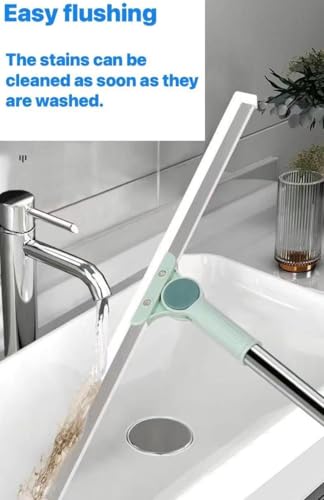 Retractable Silicone Floor Scraper, Home Bathroom Toilet Sweeping Wiper Artifact, Household Sweep, No Sticky Hair Broom (52CM)