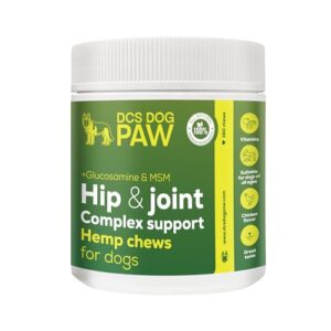 dcs dog paw hip & joint supplement dog chews, complex support with high level glucosamine, chondroitin & msm for dogs health, 120 vitamin bites for small or large dogs (large)