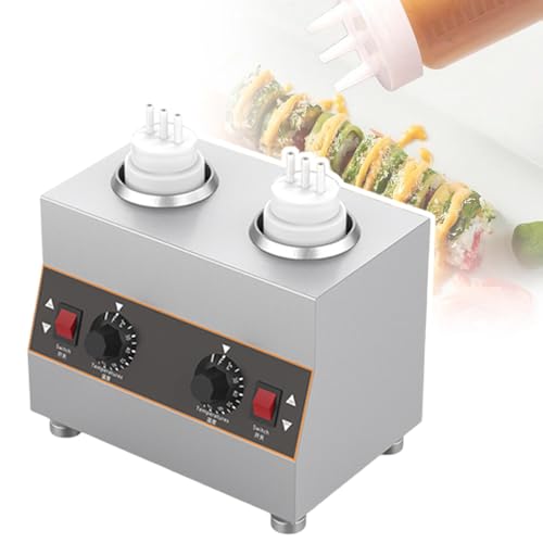 Commercial Stainless Steel Sauce Warmer, Independent Control Panel,30-85°C Temperature Adjustable, for Caramel/Curry/Butter Sauces,2Grid-110V