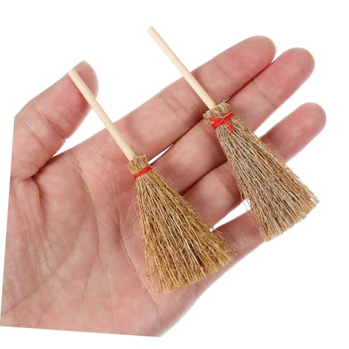 HOMOCONO 10pcs Halloween Broom Toys Baubles Natural Grass Broom Witch Broom Alien Mini Brooms for Crafts Witches Broom Halloween Ghost Decoration Halloween Hanging Embellishment Broom