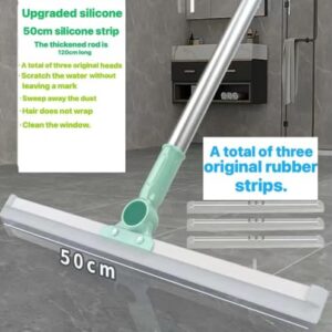 Retractable Silicone Floor Scraper, Home Bathroom Toilet Sweeping Wiper Artifact, Household Sweep, No Sticky Hair Broom (52CM)