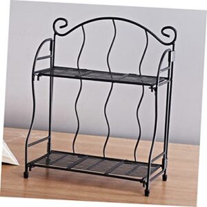 VOSAREA 1pc Black Office Shelf Metal Sheet Sundries Holder Storage Racks Toiletry Holder Rack