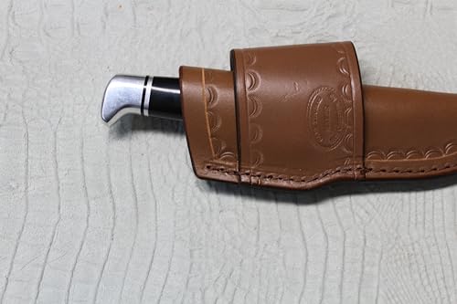 CARL THOMAS LEATHERS Crossdraw knife sheath. quality leather quality stitching. fix blade Nylon stitching. may defeat a 103. Knife holder.