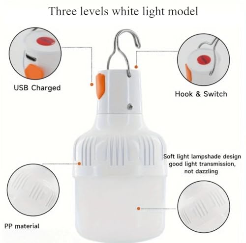 USB Rechargeable Emergency Light, 5 Adjustable Modes, High Brightness, Long Lasting, Multifunctional Lighting for Home, Outdoor, Camping, Hiking, Suitable for Various Environments.