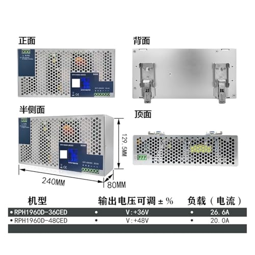 960W High-Power Switch Power Supply 24V 36V 48V 110V DC Stabilized Industrial Rail Switch Power Supply(RPH1960D-36CENDA)