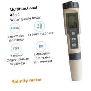 HOMOCONO Automatic Hydrometer Water Quality Tester Salt Water Gravimeter Salt Meter Hydrometers Water Salimeter Temperature Tester Pen Light Grey