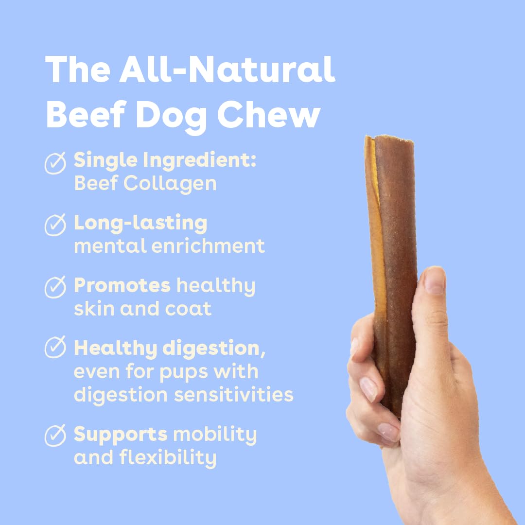 Pupford Collagen Stick Chews for Dogs & Puppies, All Natural, Healthy, Bully Stick and Bone Alternative Treat (6", 4 Pack)