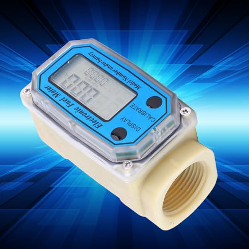 Baxnore 10‑90L / min 1in BSPT Flowmeter, Mini Digital Worm Wheel Flowmeter, Kerosene Fuel Flowing Meter, Digital Fuel Meter for Measure Kerosene Gasoline