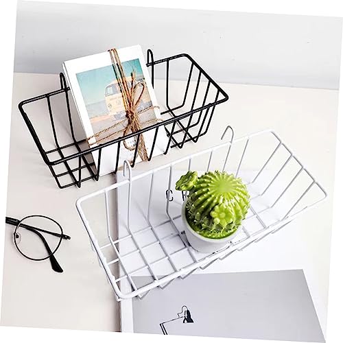 Unomor 2 Sets Shelf Black Storage Baskets Garage Storage Organizer Pegboard Shelves Hanging Wall Basket Wire Wall Shelves Desk Pegboard Storage Baskets for Shelves Wire Tray Wrought Iron