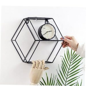 Cabilock Wall Hanging Shelf Hanging Shelves for Wall Hexagonal Bookcase Shelves Wall Mounted Succulent Bonsai Rack Storage Mounted Shelves Wall Mounted Shelving Black