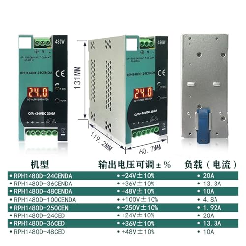 480W 24V 36V Digital Rail Switch Power Supply 24V DC Stabilized PFC Industrial Control Power Supply(RPH1480D-36CENDA)