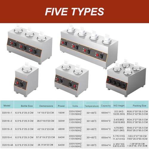 Commercial Stainless Steel Sauce Warmer, Independent Control Panel,30-85°C Temperature Adjustable, for Caramel/Curry/Butter Sauces,2Grid-110V