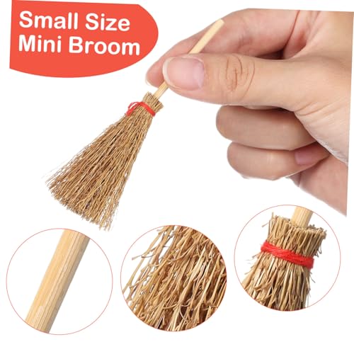 ORFOFE 10pcs Halloween Broom Toys Cauldrons Natural Grass Broom Succulents Miniature Decor Alien Halloween Witch Broom Pendant Broom Hangings Toy Halloween Witch Ornament Witches Broom