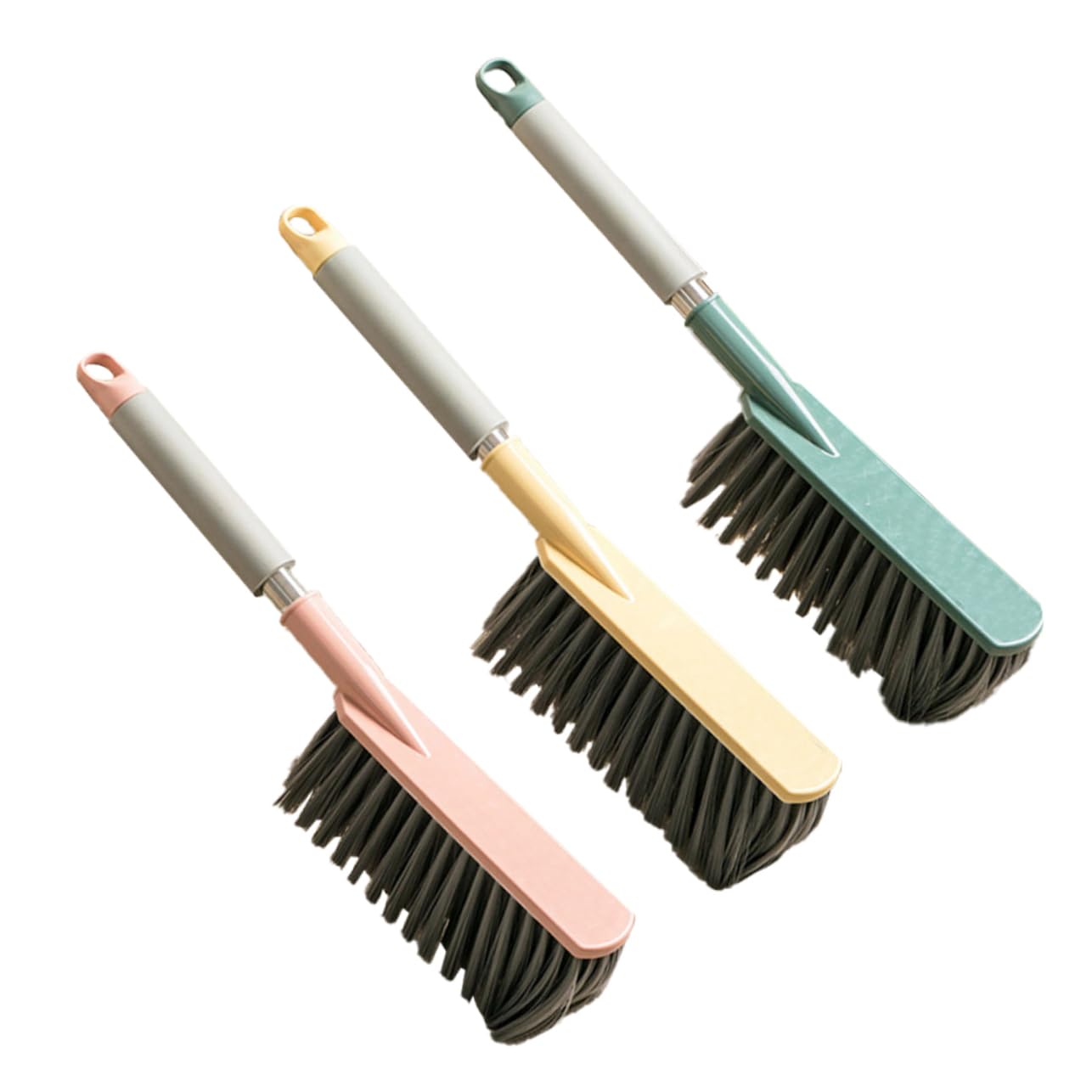 3pcs Sweeping Brush Handheld Bed Broom Cleaning Dust Removing Brush Furniture Dusting Bristles Handheld Broom Carpet Brush Handheld Bed Brush Dusting Clean Brush Stainless Steel COOLHIYA