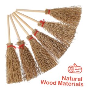 HOMOCONO 10pcs Halloween Broom Toys Baubles Natural Grass Broom Witch Broom Alien Mini Brooms for Crafts Witches Broom Halloween Ghost Decoration Halloween Hanging Embellishment Broom