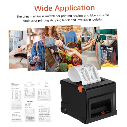 Gatuida Black Receipt Printer Abs Printer Thermal Printer Thermal Paper Printer