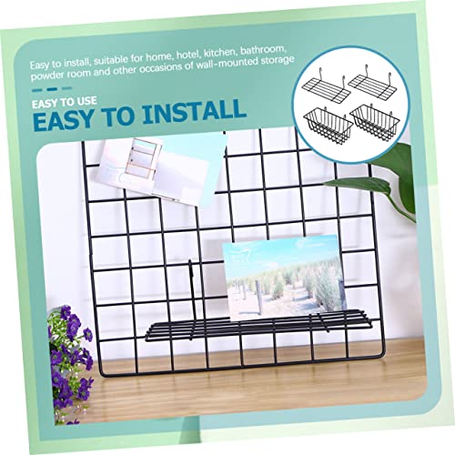 Unomor 2 Sets Shelf Black Storage Baskets Garage Storage Organizer Pegboard Shelves Hanging Wall Basket Wire Wall Shelves Desk Pegboard Storage Baskets for Shelves Wire Tray Wrought Iron