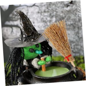 ORFOFE 10pcs Halloween Broom Toys Cauldrons Natural Grass Broom Succulents Miniature Decor Alien Halloween Witch Broom Pendant Broom Hangings Toy Halloween Witch Ornament Witches Broom