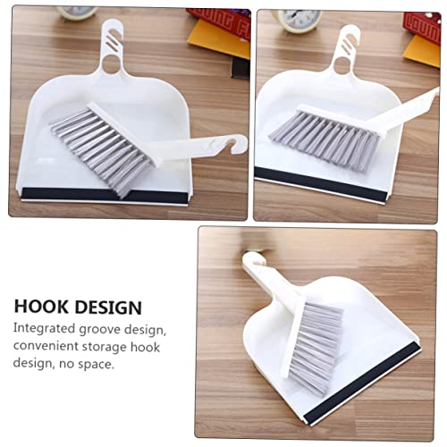 2 Sets Cleaning Brush Home Cleaning Accessory Kitchen Mini Pan Table Cleaning Tool Mini Hand Broom Shovel Brush Combination Mini Dustpan Household Cleaning Supplies Plastic White Healeved