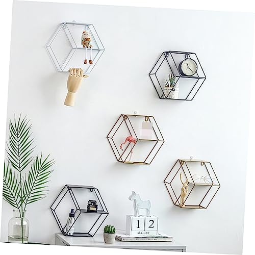 Cabilock Wall Hanging Shelf Hanging Shelves for Wall Hexagonal Bookcase Shelves Wall Mounted Succulent Bonsai Rack Storage Mounted Shelves Wall Mounted Shelving Black