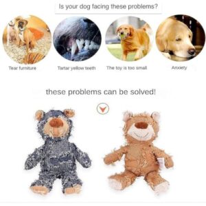 Shirem Robust Bear, Benebones for Dogs, Robust Plush Indestructible Dog Toy, Indestructible Robust Bear Dog Toy, Plush Bear Dog Chew Toy, Bite Buddy Chew Toy for Dogs Indestructible(Light brown)