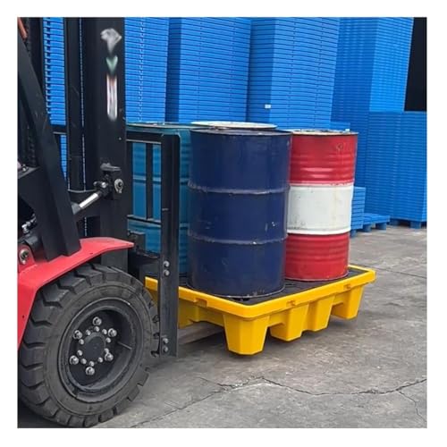 Rygcrud Drum Spill Platform, Industrial Oil Drum Spill Containment Pallet with Drain, Modular Sump Containment Tray Polyethylene Pallet for Garage Basement(140 L/130X68X30 CM)